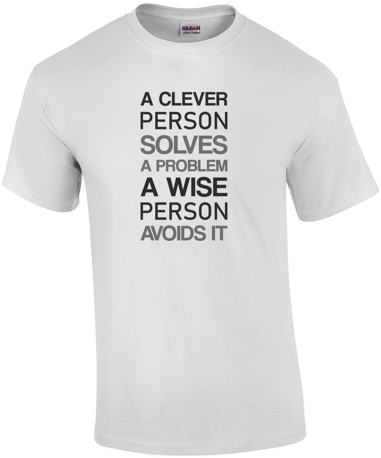 A clever person solves a problem a wise person avoids it - funny t-shirt