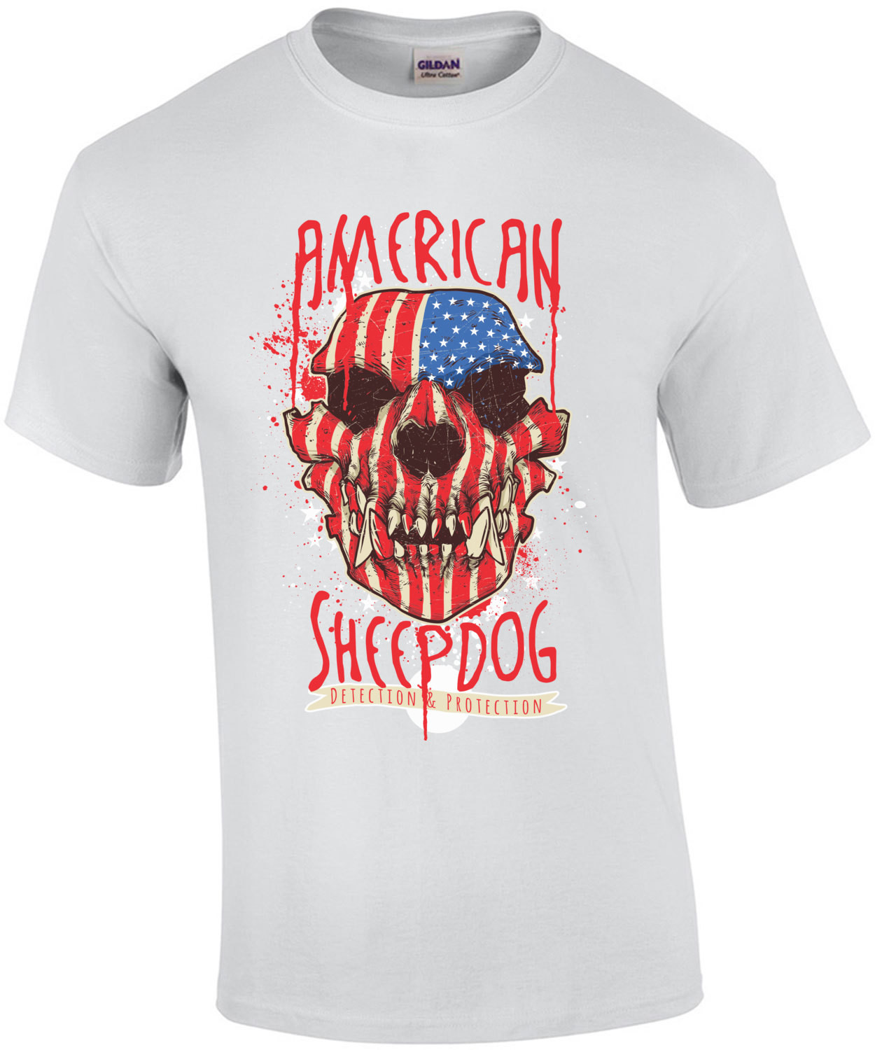 American Sheep Dog Patriotic Gothic T-Shirt