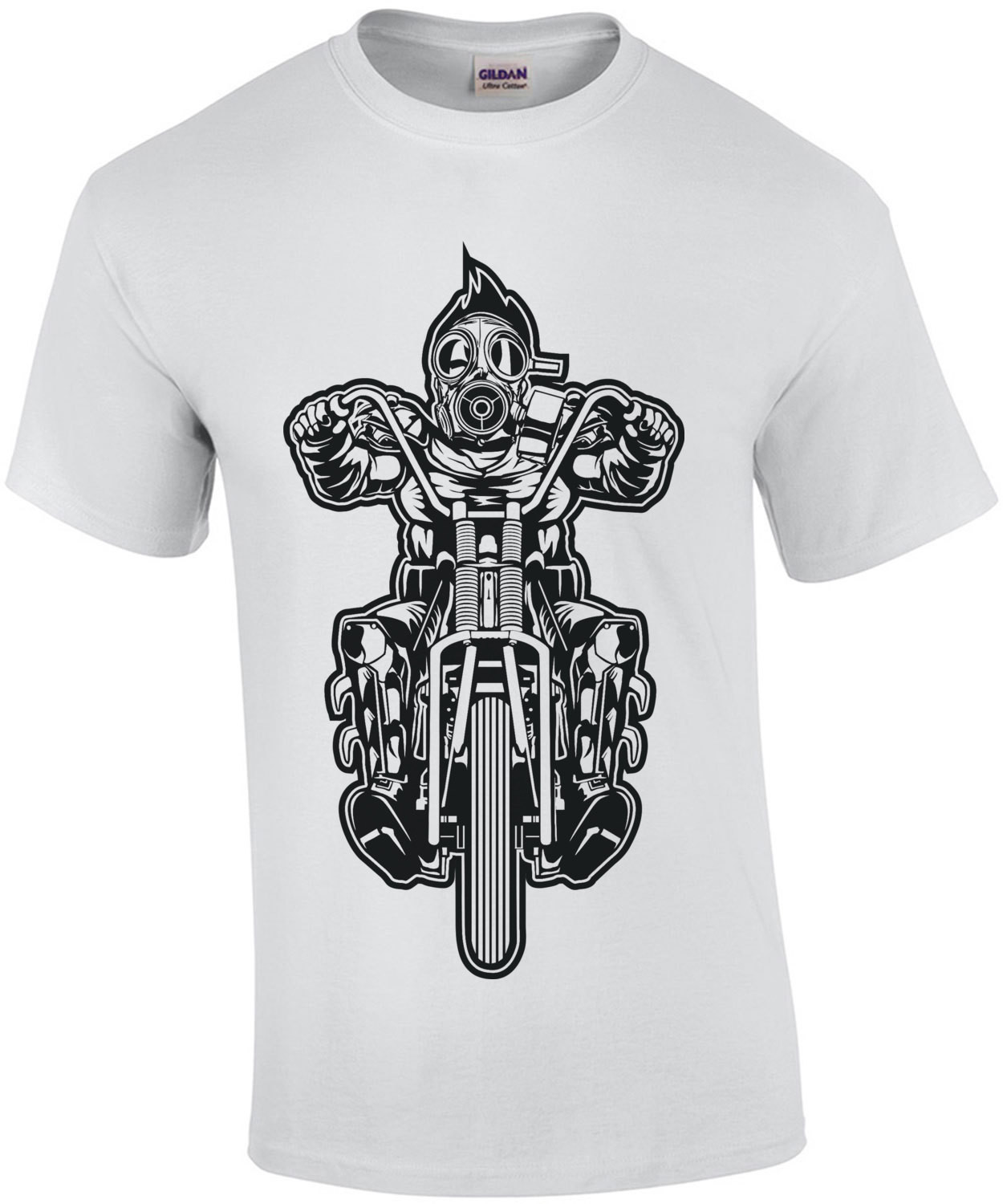 Apocalyptic Biker With Gas Mask T-Shirt