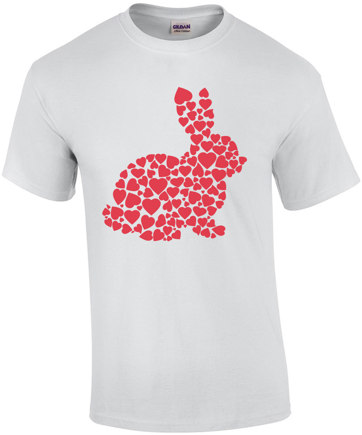 Bunny made up of red hearts - rabbit t-shirt
