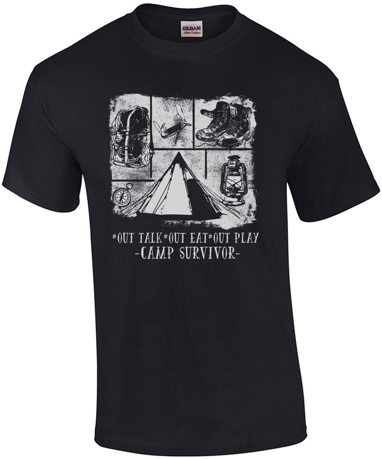 Camping Out Talk Out Eat Out Play Camp Survivor T-Shirt