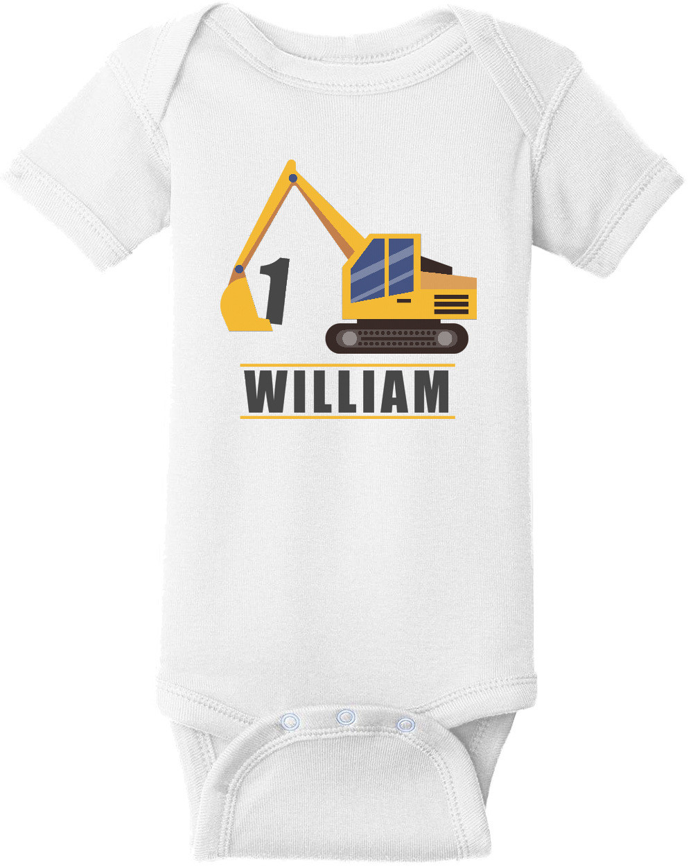 Caterpiller Construction Boy's Birthday T-Shirt - Happy Birthday. Custom T-Shirt with your boys name and age. Personalized Birthday T-Shirt