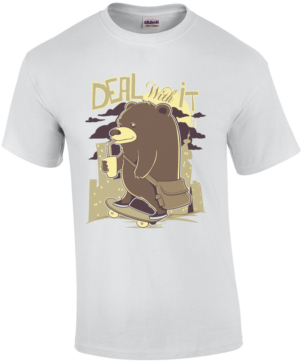 Deal With It Skateboarding Bear T-Shirt