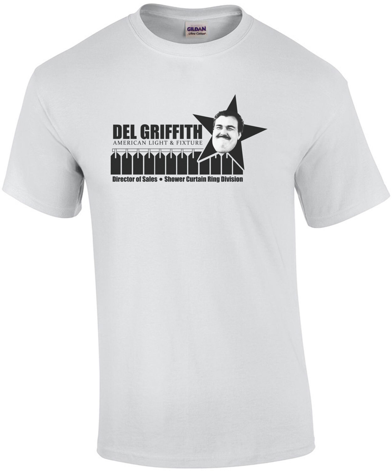 Del Griffith - American Light & Fixture - Director of Sales - Shower Curtain Ring Division - Planes Trains & Automobiles 80's T-Shirt