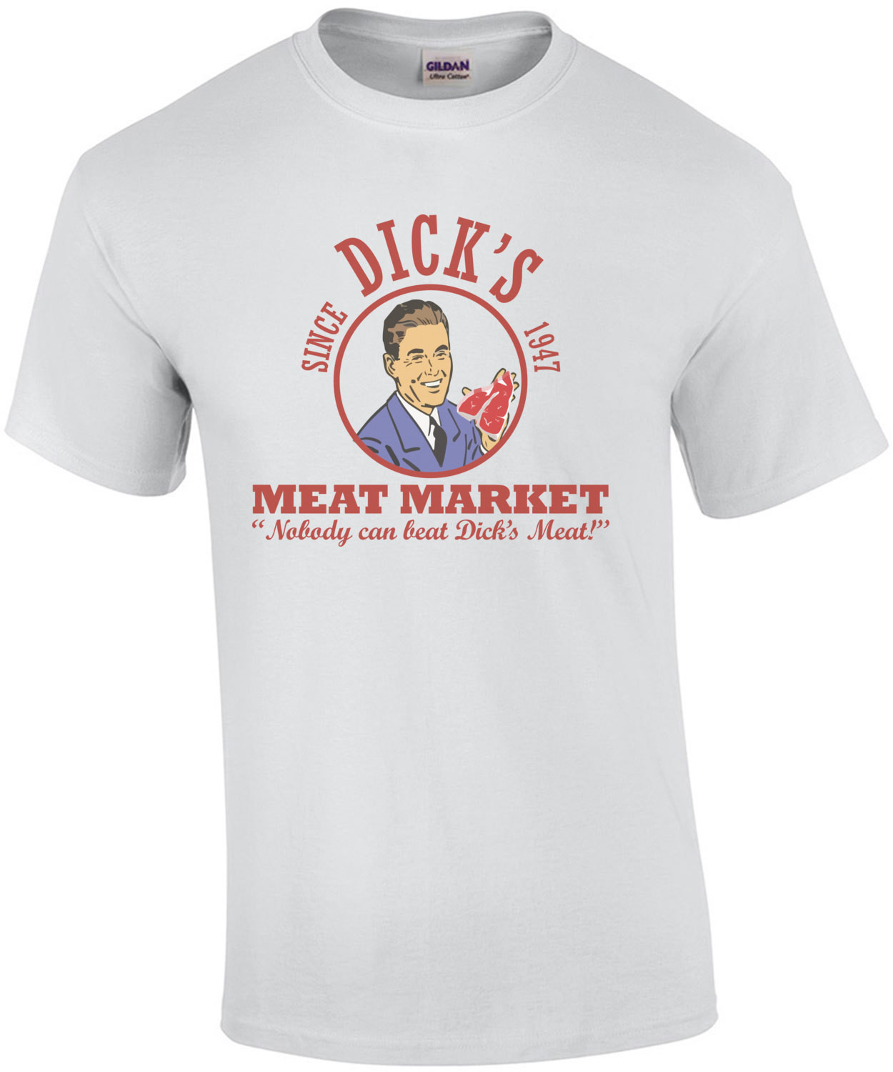 Dick's meat market - nobody can beat dicks meat! Funny vintage t-shirt