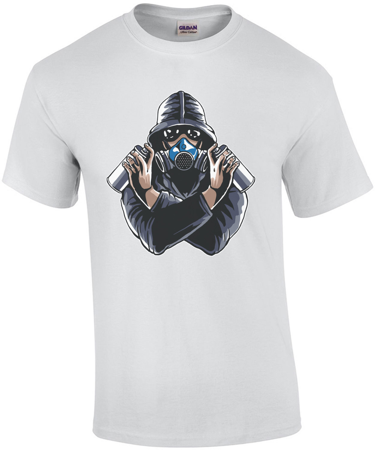 Grafitti Artist Wearing Gas Mask Anarchy T-Shirt