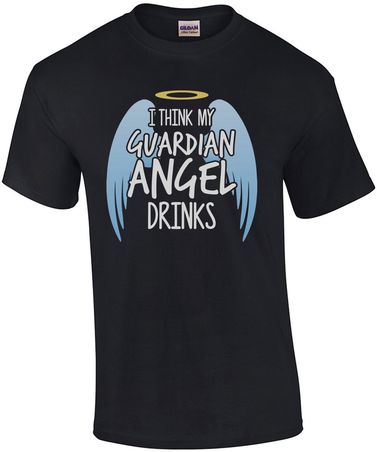 I think my guardian angel drinks - funny drinking t-shirt