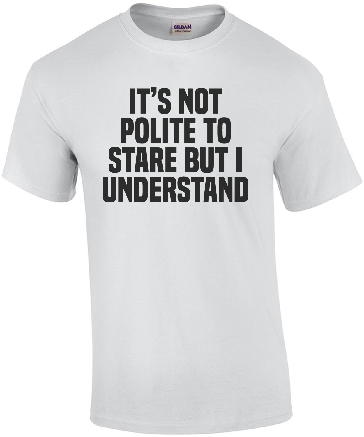 It's not polite to stare but I understand - funny workout t-shirt