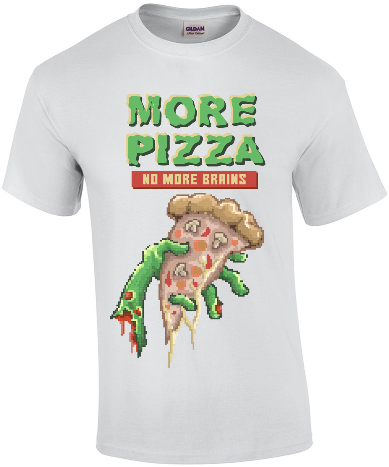 More Pizza No More Brains Retro T-Shirt