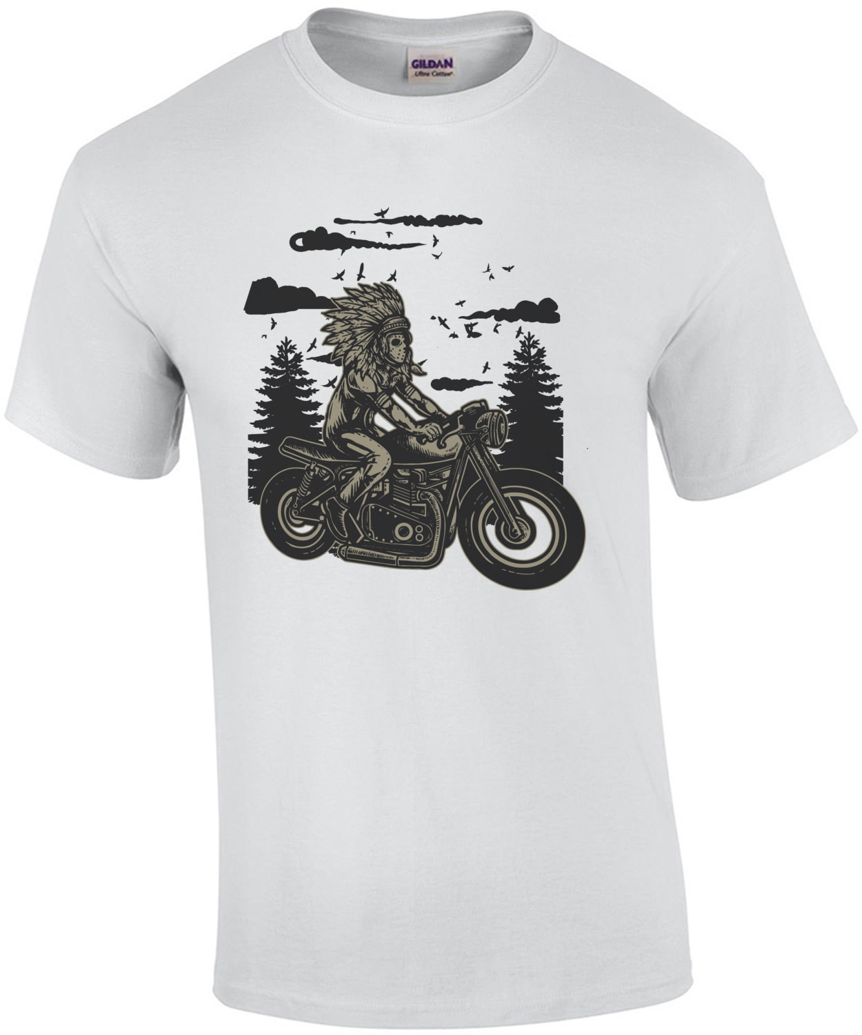 Native American Chief On A Motorcycle T-Shirt