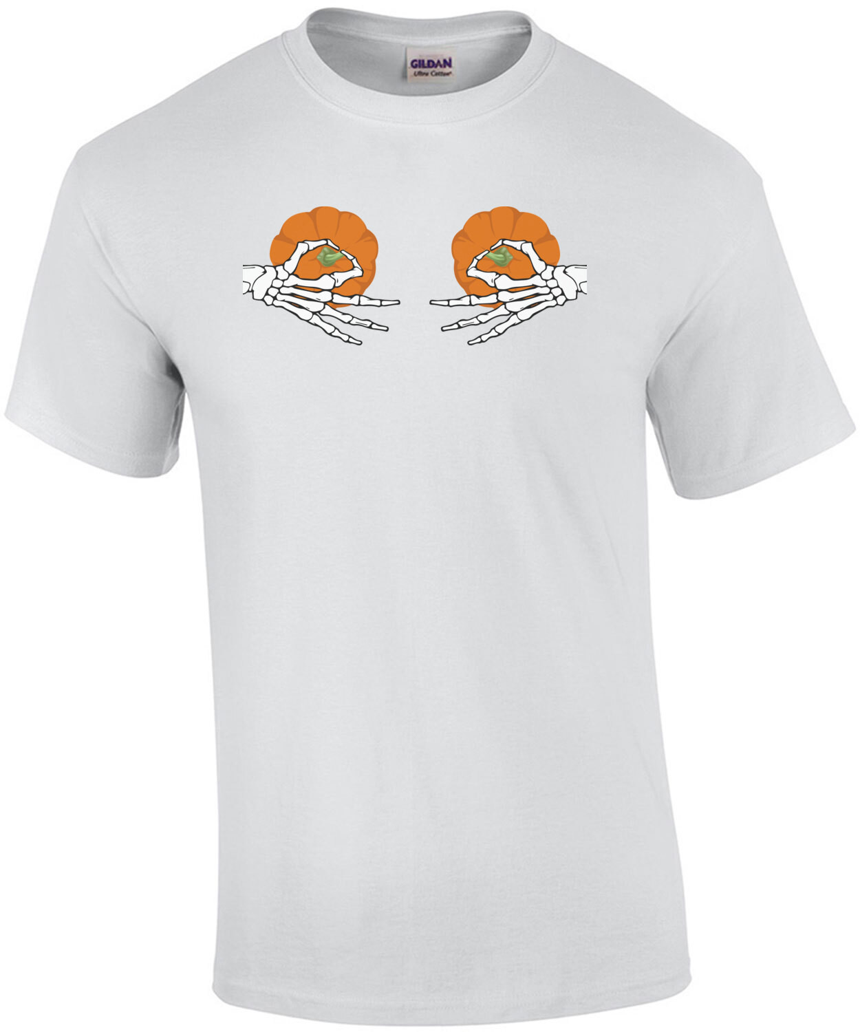 Pumpkin Nipple Skeleton - Ladies Halloween T-Shirt