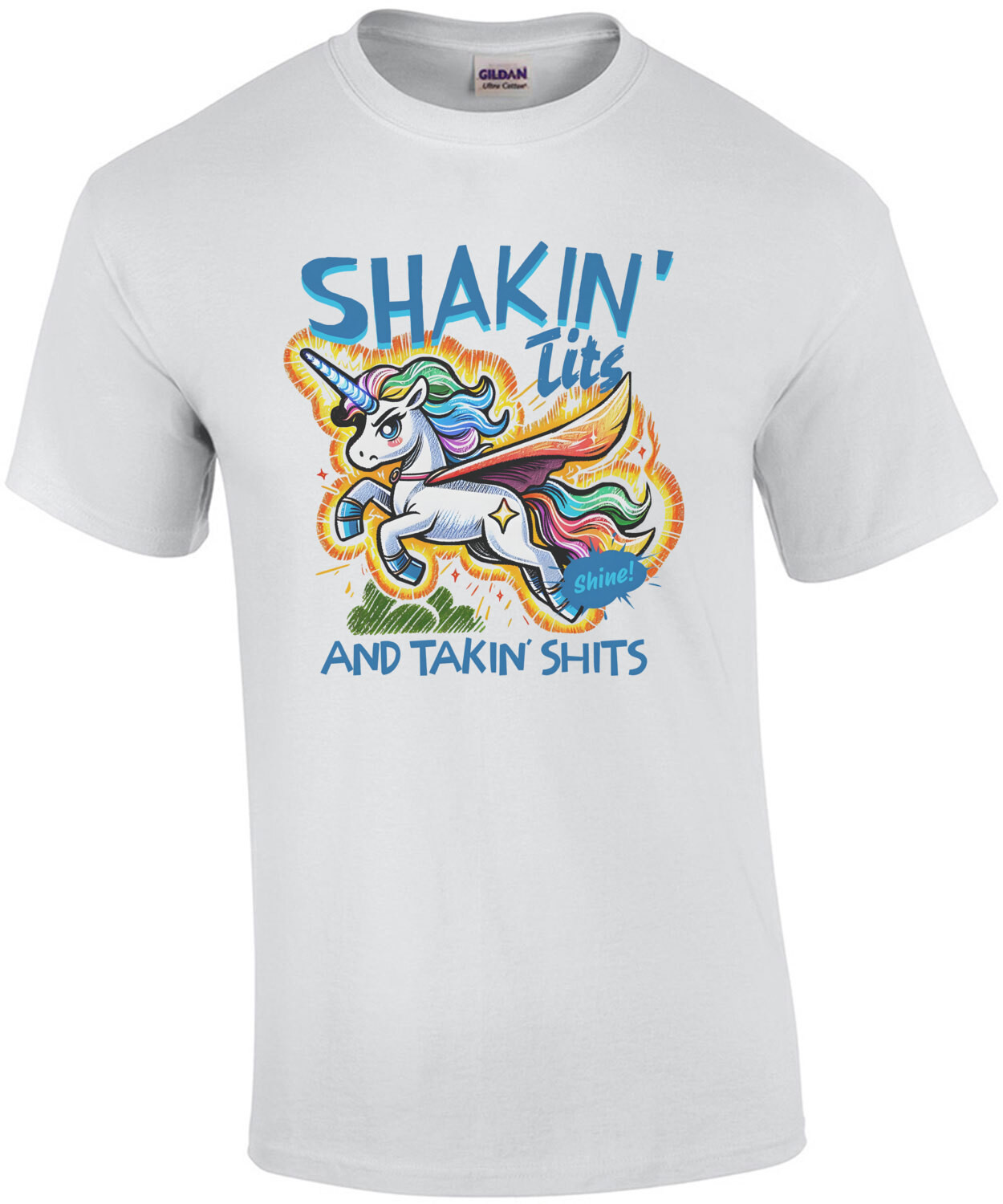 Shakin' Tits and Takin' Shits - Funny Unicorn Meme Ladies T-Shirt