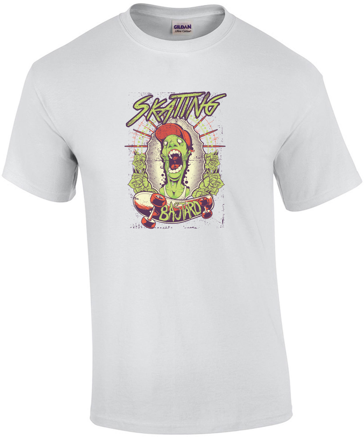 Skating Bastard Zombie Gothic Skating T-Shirt