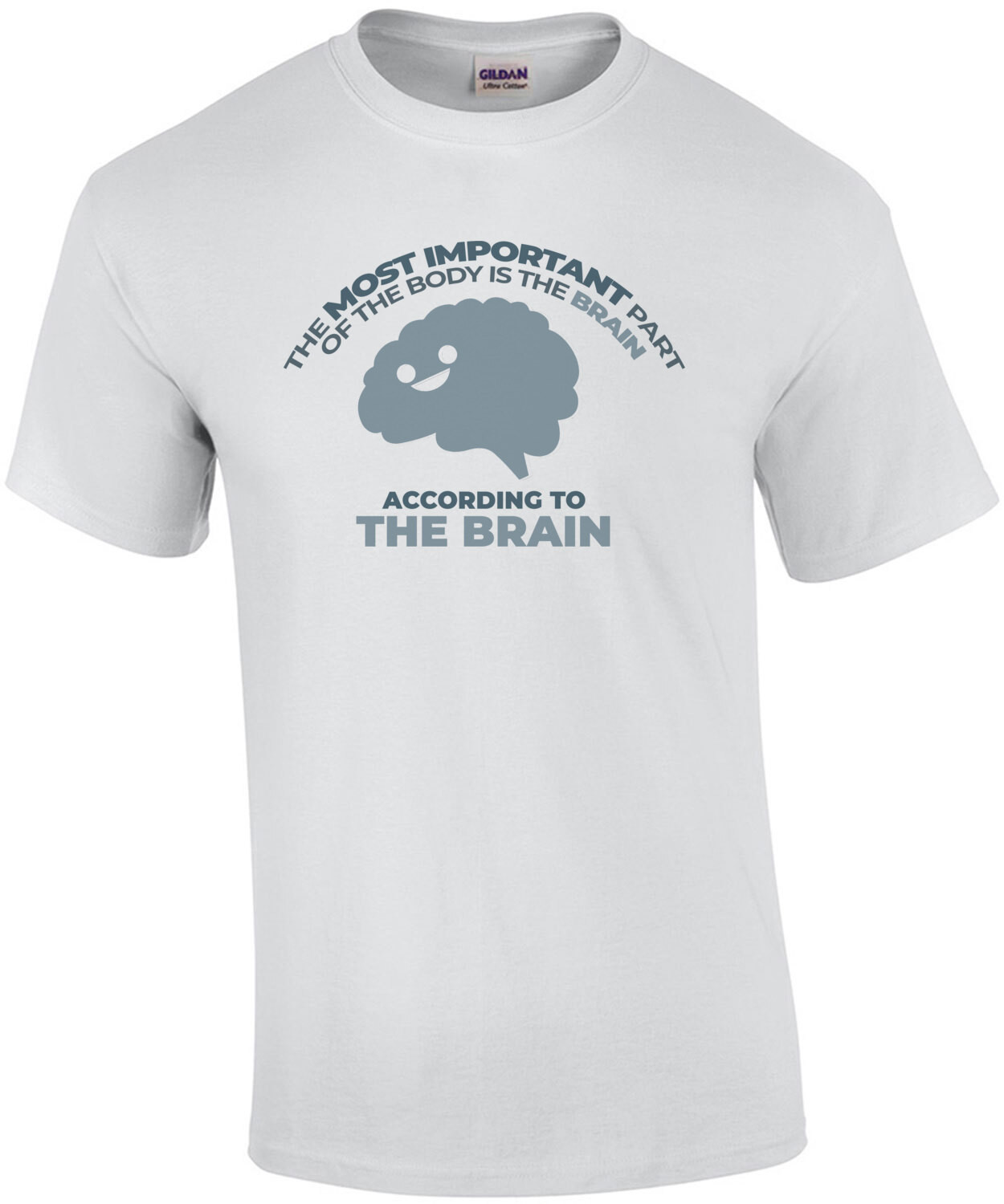 The most important part of the body is the brain - according to the brain. funny sarcasm t-shirt