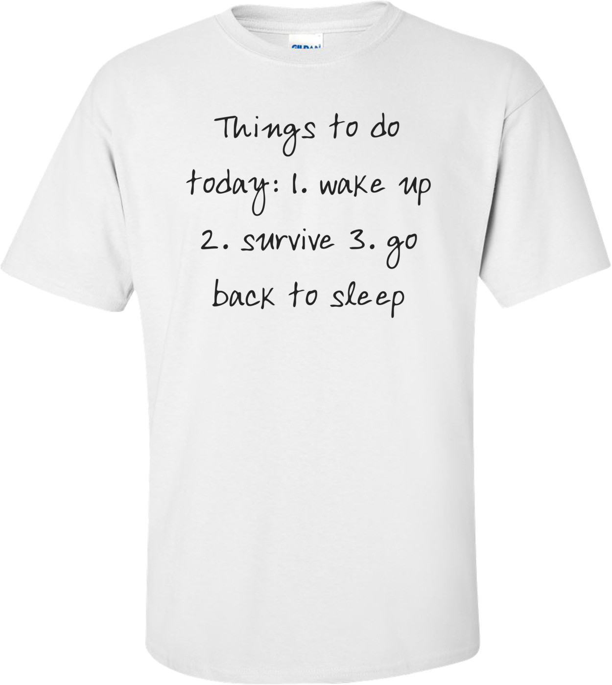 Things to do today: 1. wake up 2. survive 3. go back to sleep Shirt