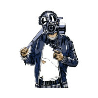 Apocalyptic Soldier Wearing Gas Mask T-Shirt