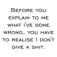 Before you explain to me what i've done wrong, you have to realise I don't give a shit. Shirt