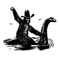 Big Foot Riding Loch Ness Monster - Funny T-Shirt