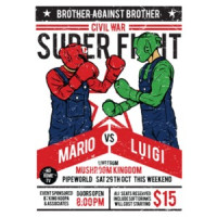 Brother Vs Brother Super Mario Brothers Mario Luigi Fight T-Shirt