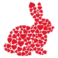Bunny made up of red hearts - rabbit t-shirt