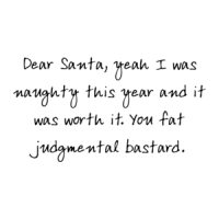 Dear Santa, yeah I was naughty this year and it was worth it. You fat judgmental bastard. Shirt