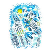 Destroy The City Futuristic Robot T-Shirt