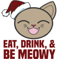 Eat, Drink, and be meowy - funny cat christmas t-shirt