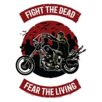 Fight The Dead Fear The Living Motorcycle Biker Zombie T-Shirt