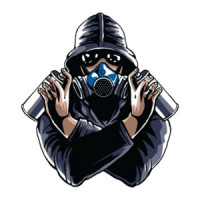 Grafitti Artist Wearing Gas Mask Anarchy T-Shirt