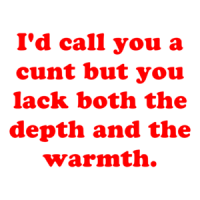 I'd call you a cunt but you lack both the depth and the warmth. Shirt