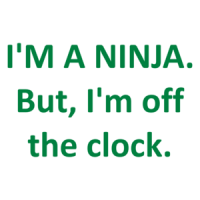 I'M A NINJA. But, I'm off the clock. Shirt