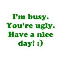 I'm busy. You're ugly. Have a nice day! :) Shirt