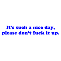 It's such a nice day please don't fuck it up. Shirt