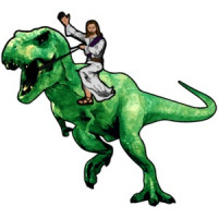 Jesus riding a dinosaur t-shirt