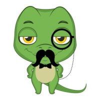 Lizard with a mustache wearing a monocle t-shirt