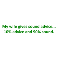 My wife gives sound advice... 10% advice and 90% sound. Shirt