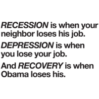 Recession Is When Your Neighbor Loses His Job Depression Is When You Lose Your Job And Recovery Is When Obama Loses His Anti-obama T-shirt 