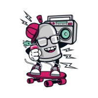 Retro Skating Spraypaint Can With Boombox Graffiti T-Shirt