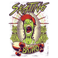 Skating Bastard Zombie Gothic Skating T-Shirt