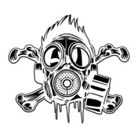 Skull And Crossbones Gas Mask Apocalyptic T-Shirt