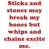 Sticks and stones may break my bones but whips and chains excite me. Shirt