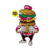 Vintage Burger Eating Burger Cannibal T-Shirt