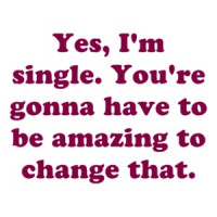 Yes, I'm single. You're gonna have to be amazing to change that. Shirt