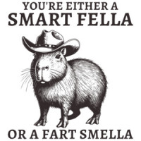 You're either a smart fella or a fart smella - Funny Capybara vintage retro t-shirt