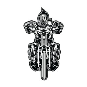 Apocalyptic Biker With Gas Mask T-Shirt