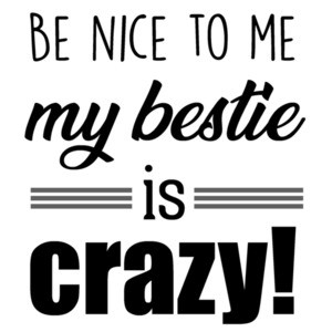 Be nice to me - my bestie is crazy! funny ladies t-shirt