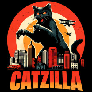 CatZilla Funny T-Shirt - Funny Cat Shirt Cat Parody Shirt Monster Cat Shirt Cat Lover T-Shirt