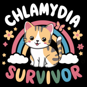 Chlamydia Survivor T-Shirt - Funny Cat Meme - Inappropriate T-Shirt, Adult Humor. Raunchy Gag Gift, Embarrassing T-Shirt, Funny Wife Gift, Dirty T-Shirt Exchange