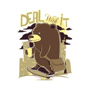 Deal With It Skateboarding Bear T-Shirt