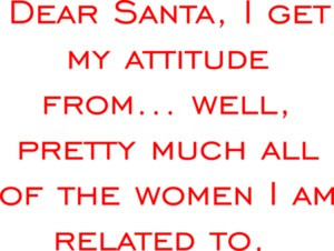 Dear Santa, I get my attitude from... well, pretty much all of the women I am related to. Funny Christmas T-Shirt